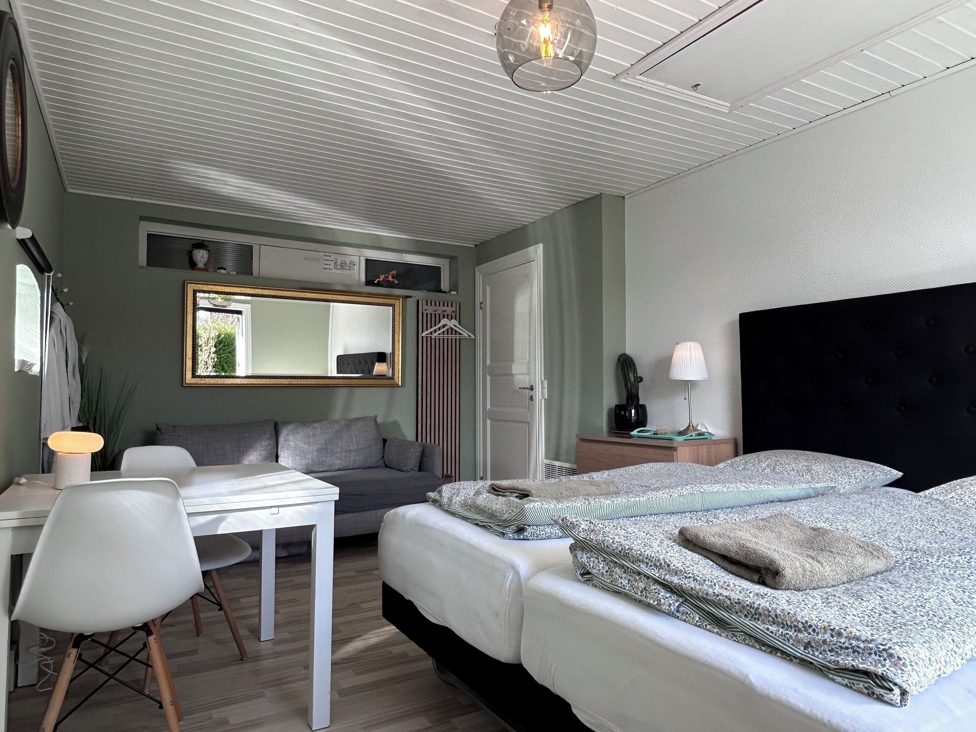 Standard Double Room, 1 Queen Bed with Sofa bed, Shared Bathroom, Ground Floor | Premium bedding, desk, blackout drapes, iron/ironing board