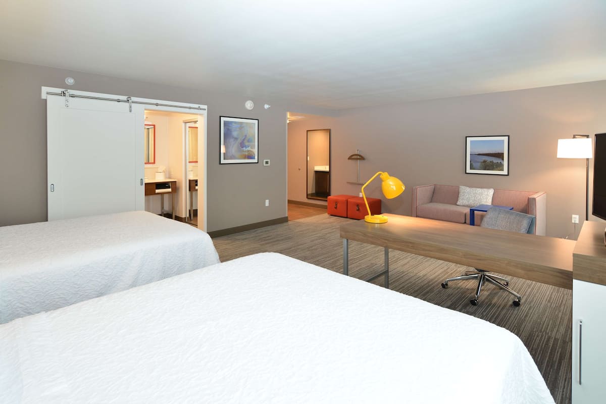 studio, 2 queen beds, refrigerator & microwave (wet bar) | in-room safe, blackout curtains, cots/infant beds, rollaway beds