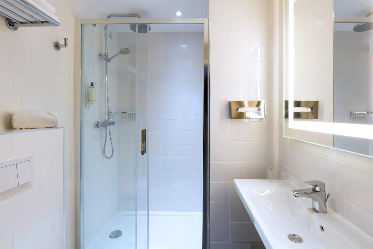 free toiletries, hair dryer, towels