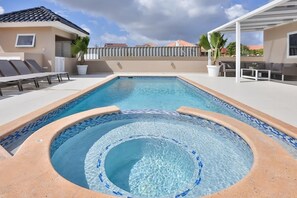 Outdoor pool, sun loungers