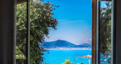 Villa avec piscine et vue panoramique sur Ajaccio et les Iles Sanguinaires.