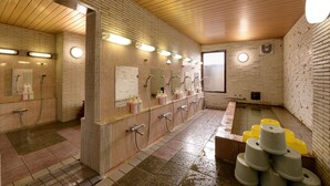 A public restroom with multiple sinks, mirrors, and hand dryers. - Hotel Omiya (Kyoto)