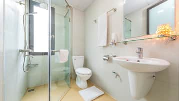 Free toiletries, hair dryer, slippers, bidet