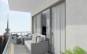 Quarto casal luxo, terraço, vista para o mar | Terraço/pátio