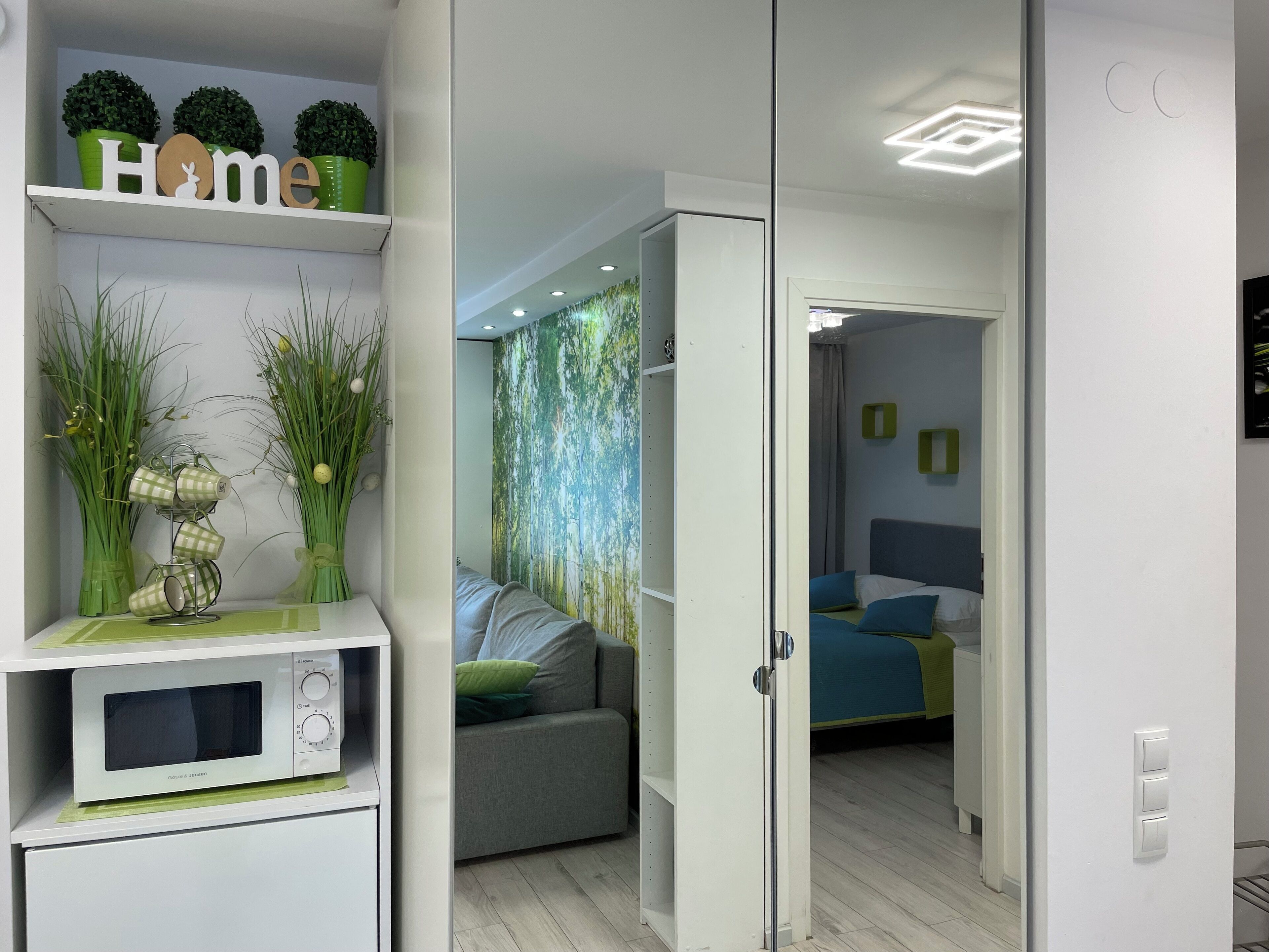 Classic-lejlighed - 1 soveværelse - køkken - byudsigt (Birch Tree) | 1 soveværelse, premium-sengetøj, mørklægningsgardiner