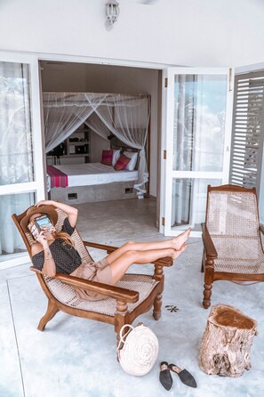 Kamar Double Deluks, kamar mandi pribadi, pemandangan kolam renang | Teras/patio