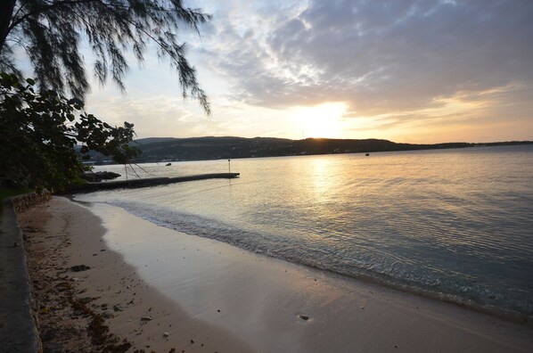 On the beach, white sand