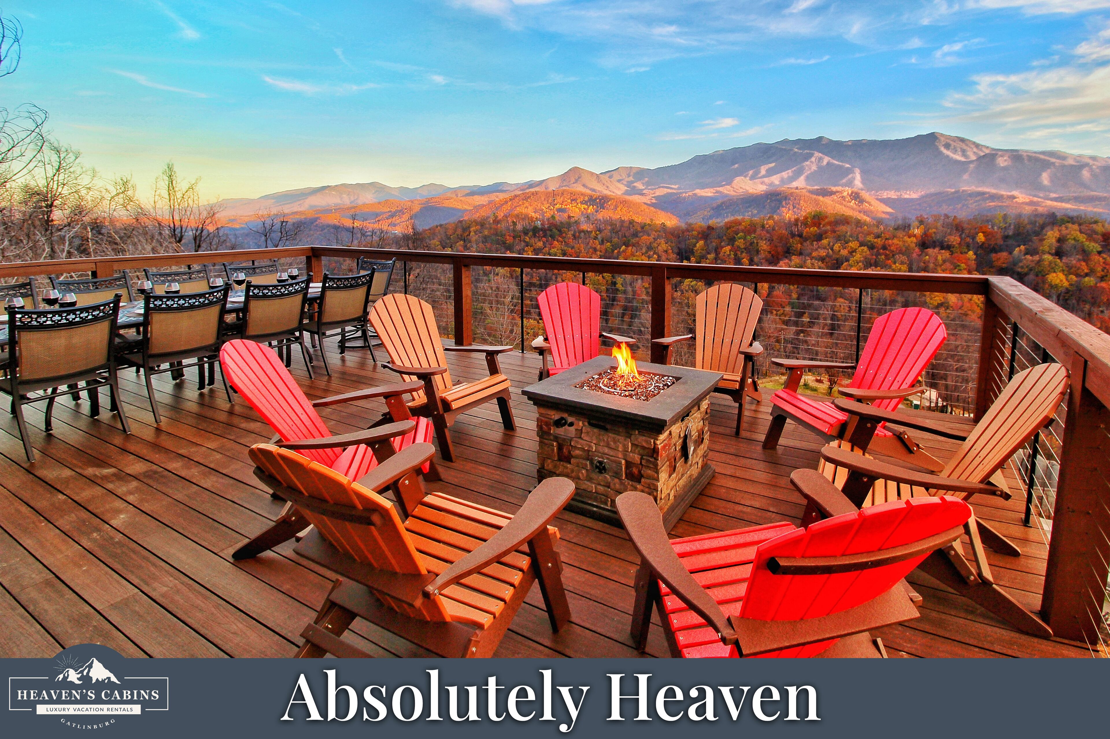 GORGEOUS Luxury Cabin! Staggering VIEWS! Theater! Gaming! HUGE Decks! Fire Pits!