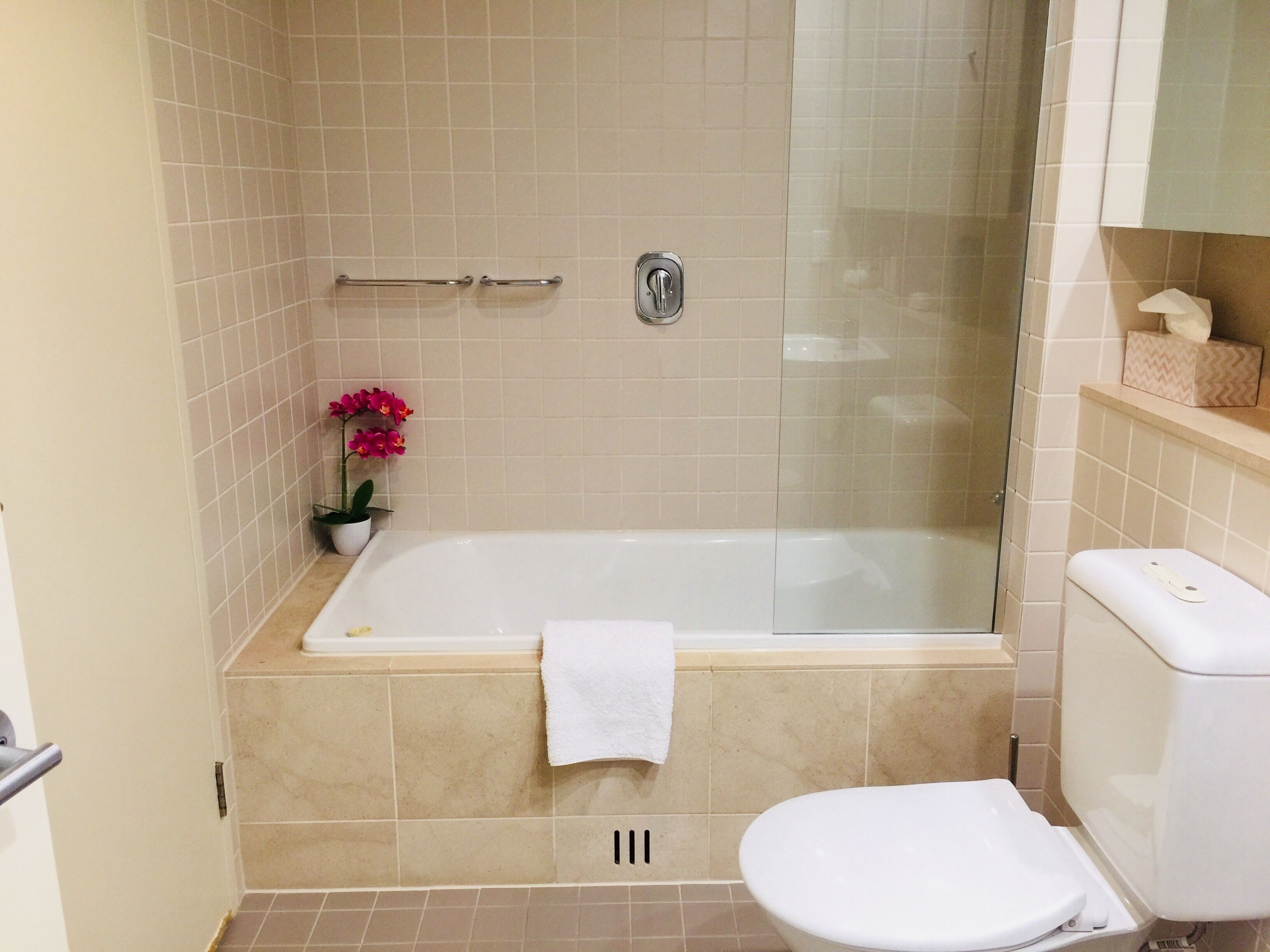 executive apartment, 2 bedrooms, non smoking, park view | bathroom shower
