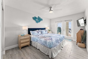 1 bedroom, desk, iron/ironing board, travel crib