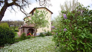 Un bâtiment traditionnel doté d’une arche en pierre et d’un petit espace de jeux.