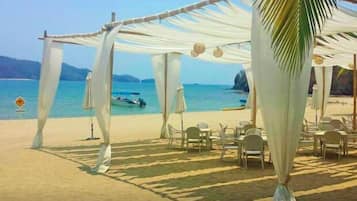 On the beach, free beach shuttle