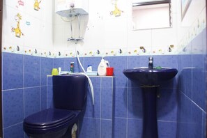 Suihku, ilmaiset hygieniatuotteet, hiustenkuivaaja, pyyhkeet