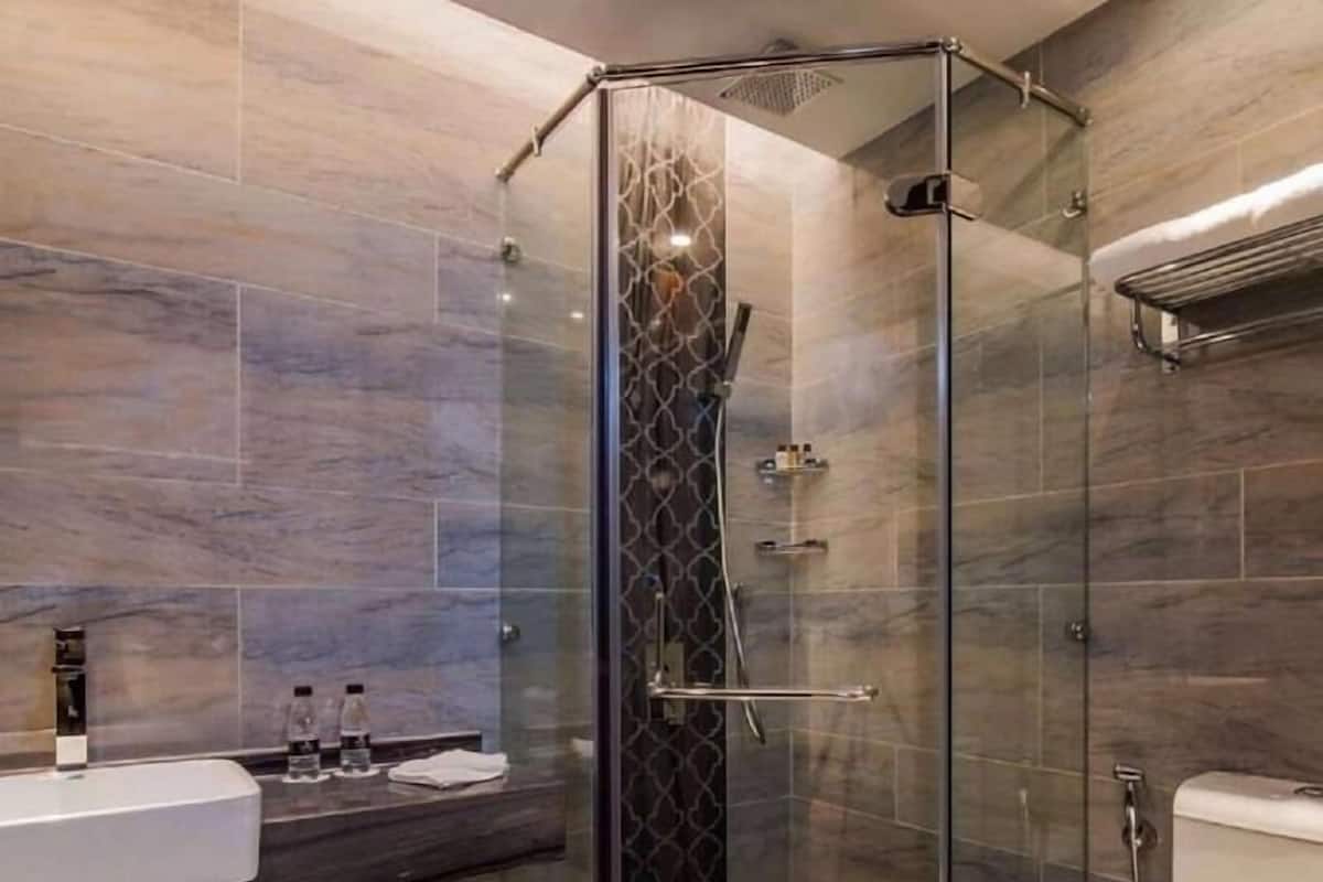 Bathroom | Shower, free toiletries, hair dryer, bathrobes