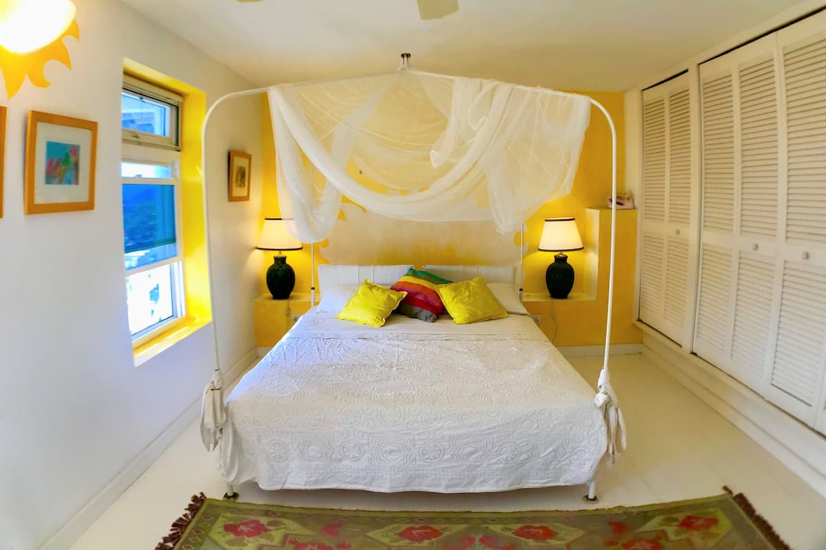 Premium bedding, blackout curtains, free WiFi, bed sheets