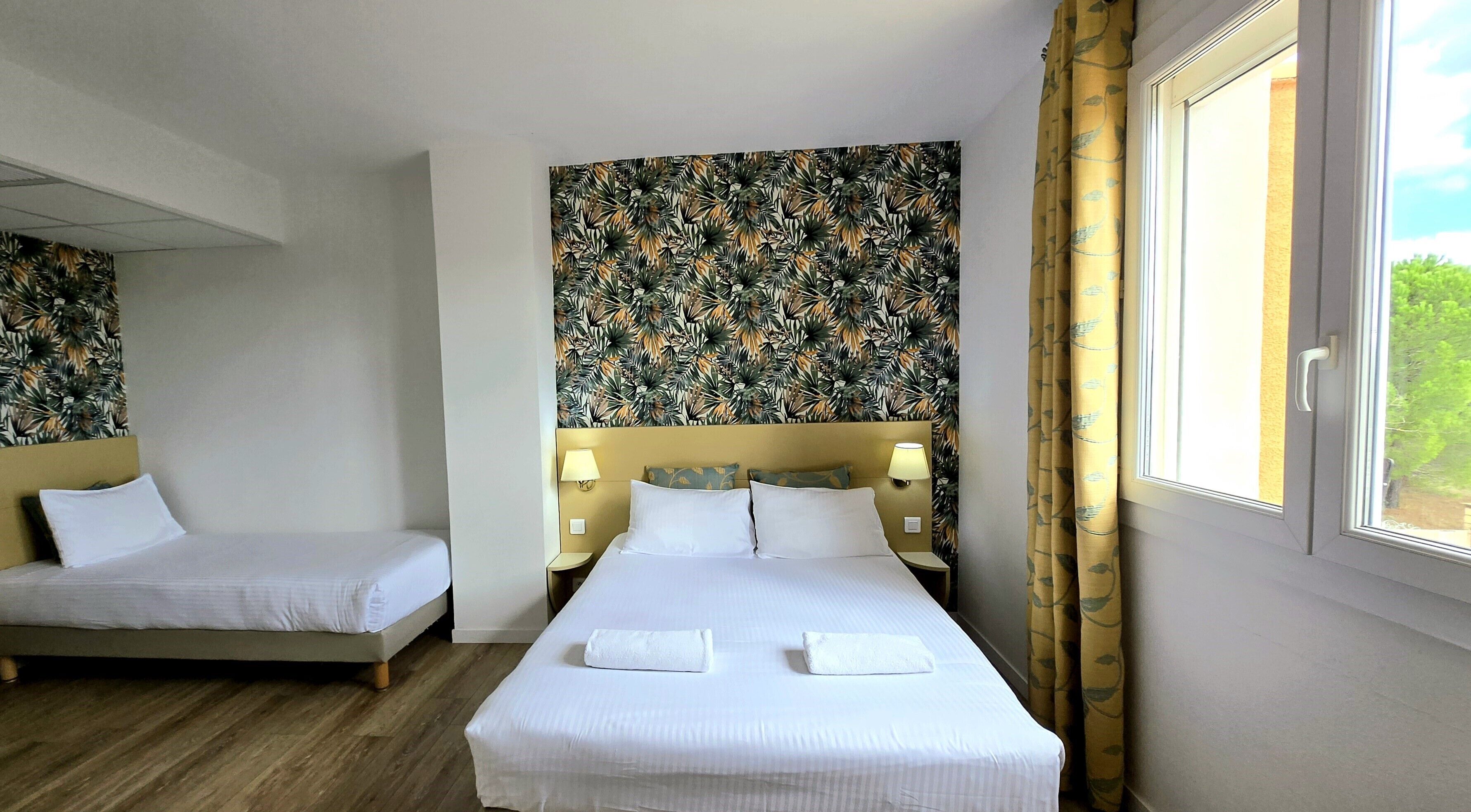 comfort triple room, mountainside | premium bedding, in-room safe, desk, laptop workspace