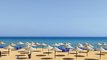 Private beach, sun loungers, beach umbrellas, beach towels
