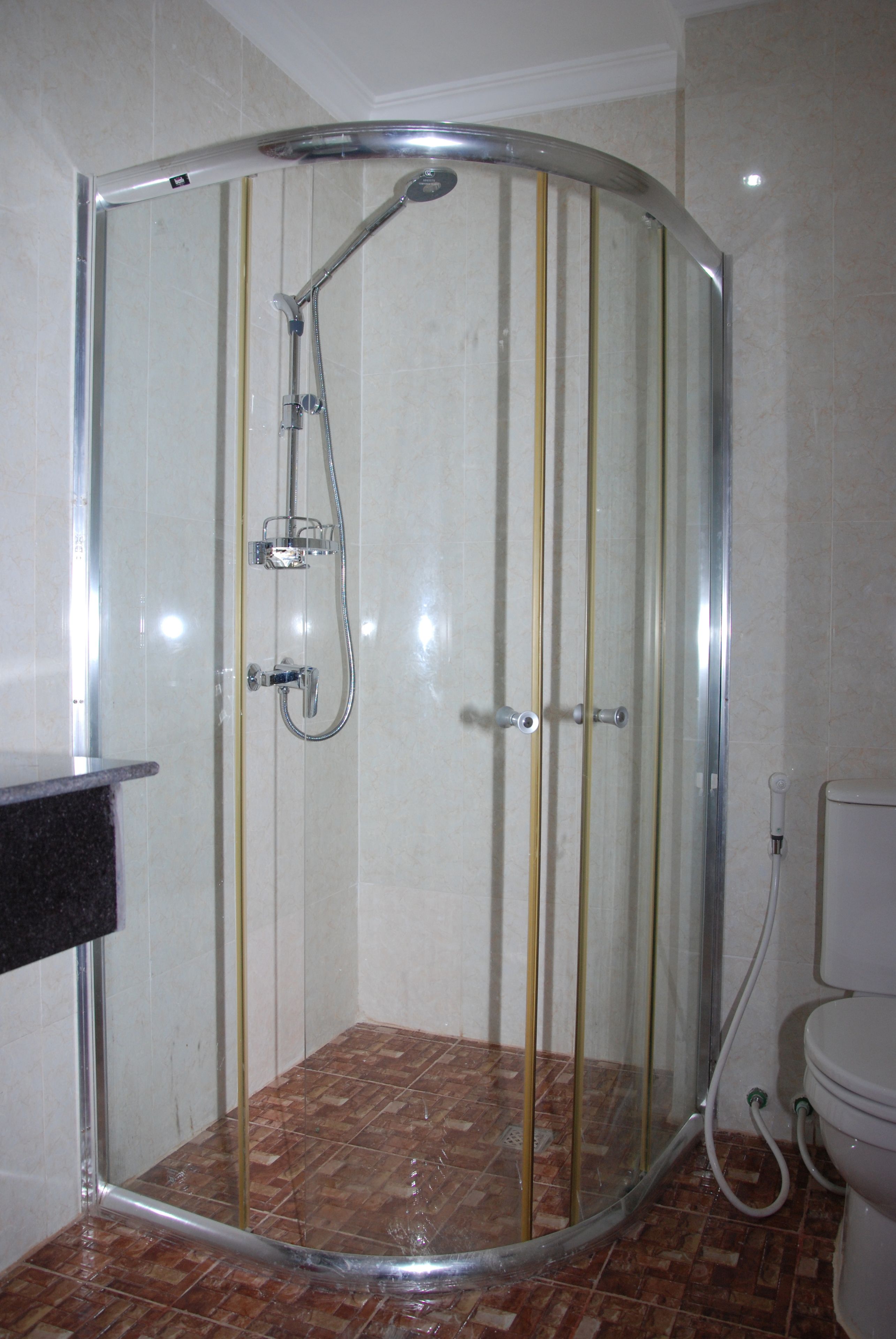 free toiletries, hair dryer, slippers, towels