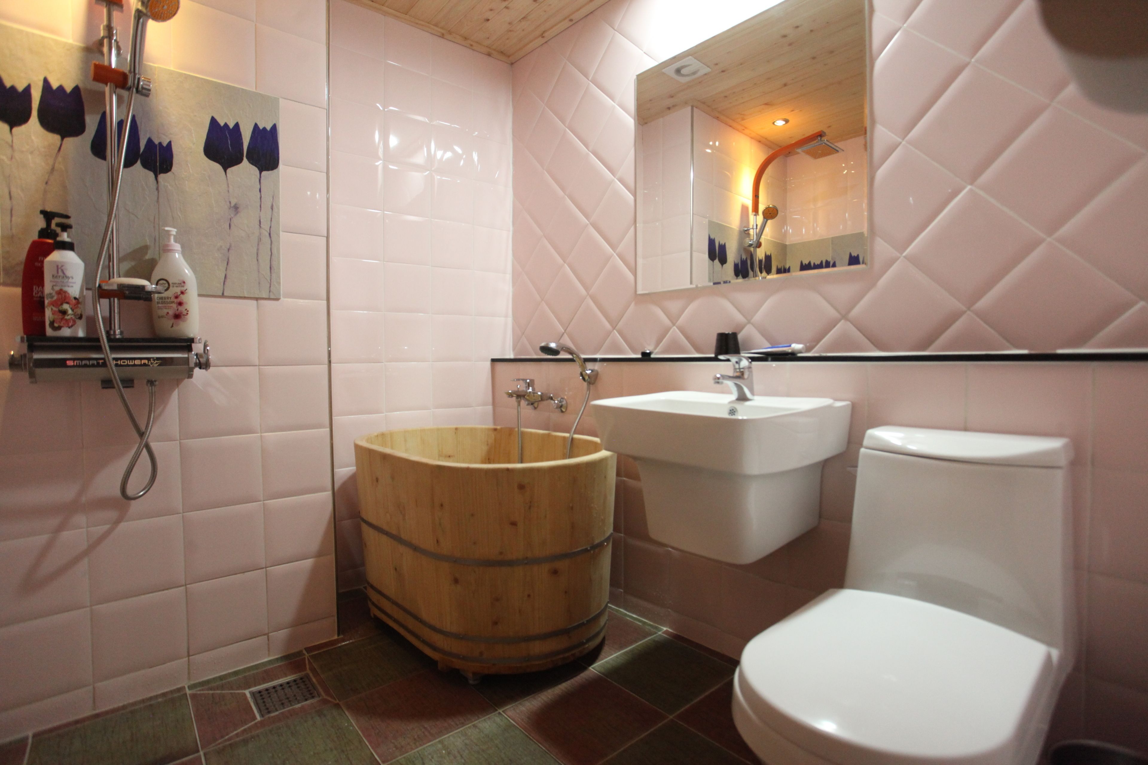 premium double room | bathroom | shower, free toiletries, hair dryer, bathrobes