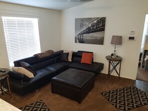 TV, DVD player, books, music library