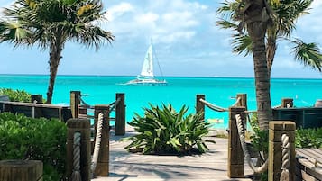 On the beach, beach towels