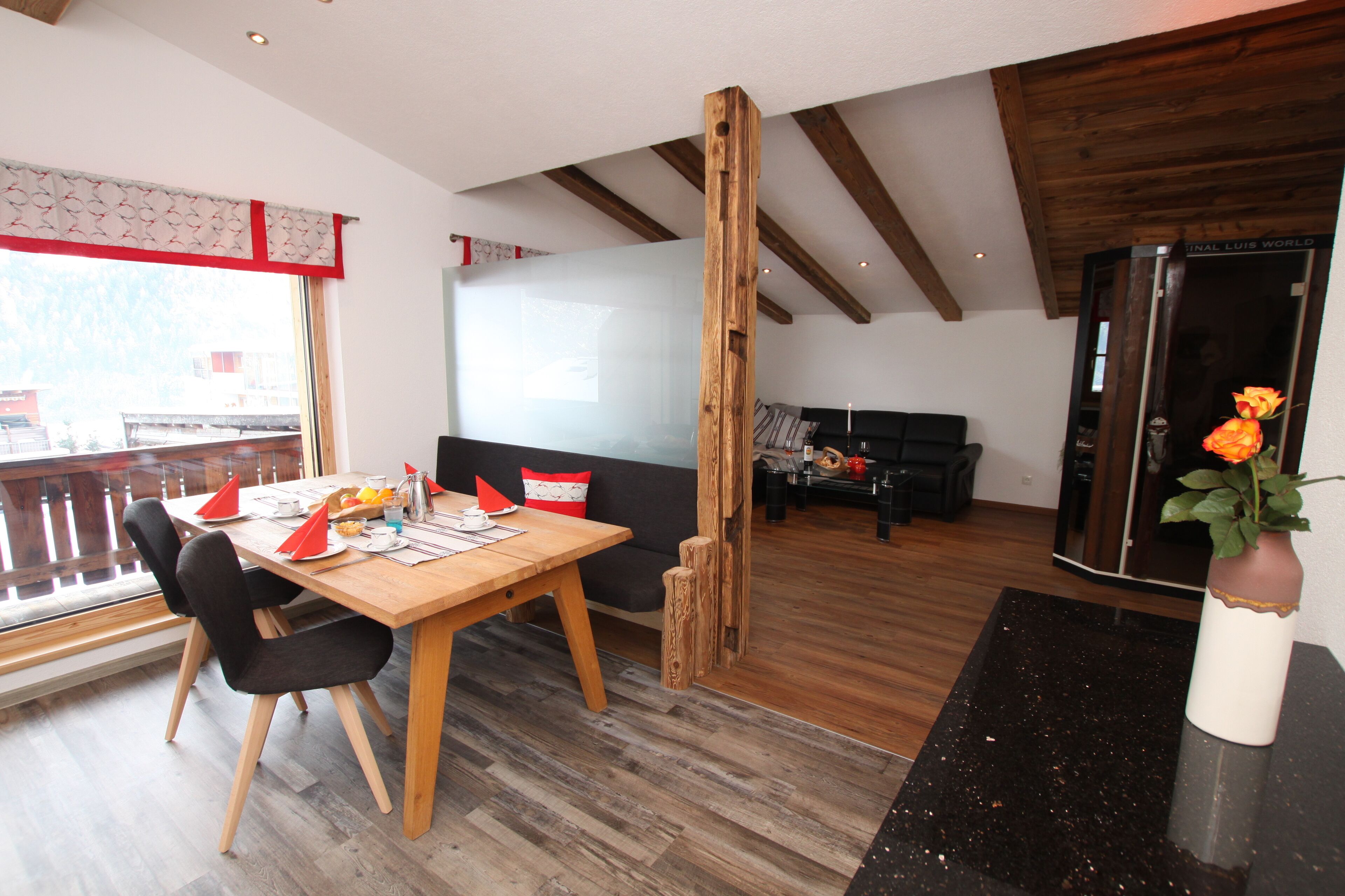Deluxe Apartment, 1 Bedroom, Patio, Mountain View (excl 130 EUR cleaning fee) | Living area | Flat-screen TV, heated floors