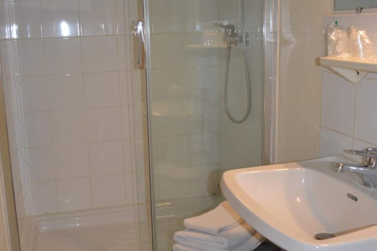 free toiletries, hair dryer, towels