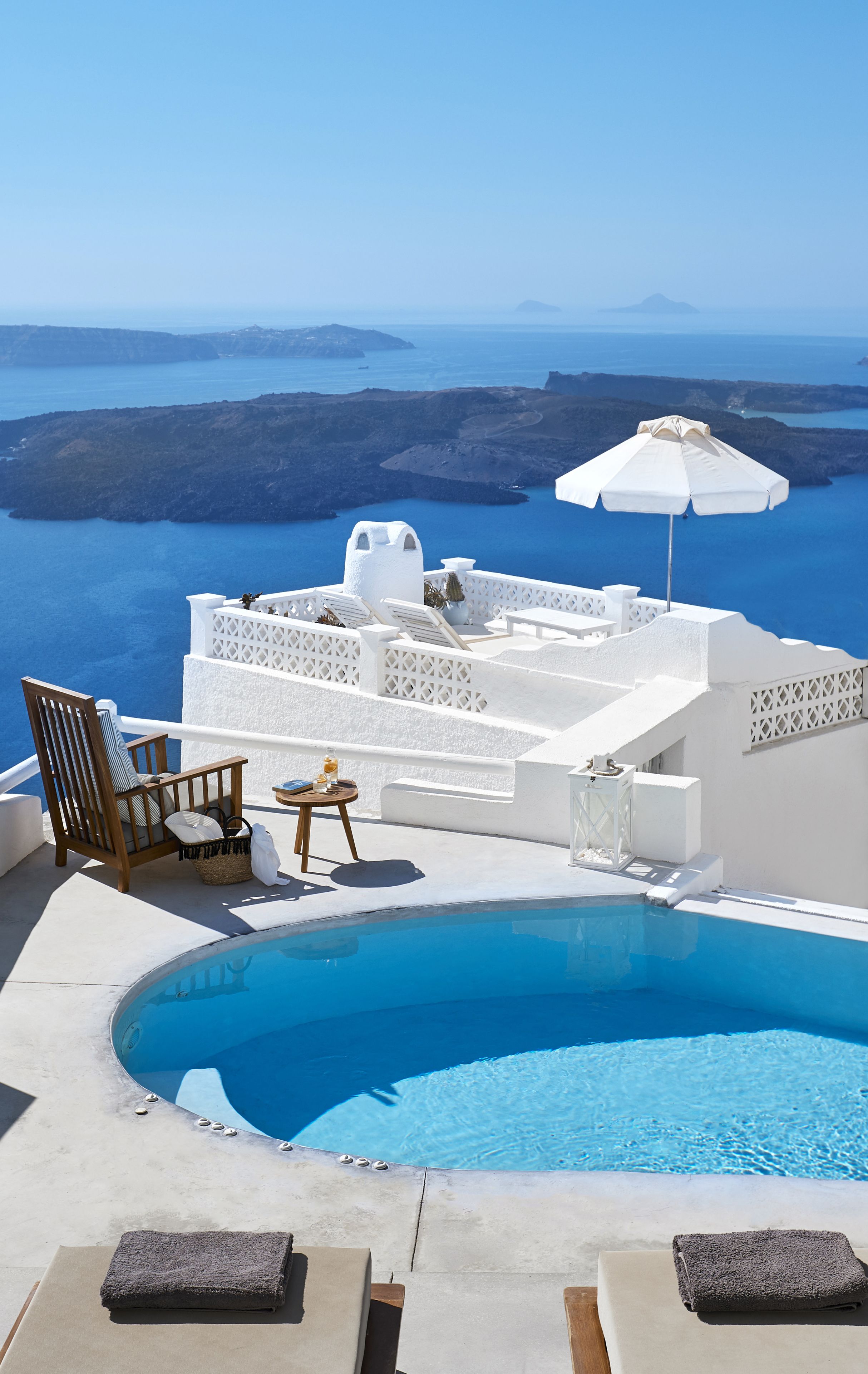 outdoor pool, pool umbrellas, pool loungers