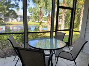 Lanai with lake view
