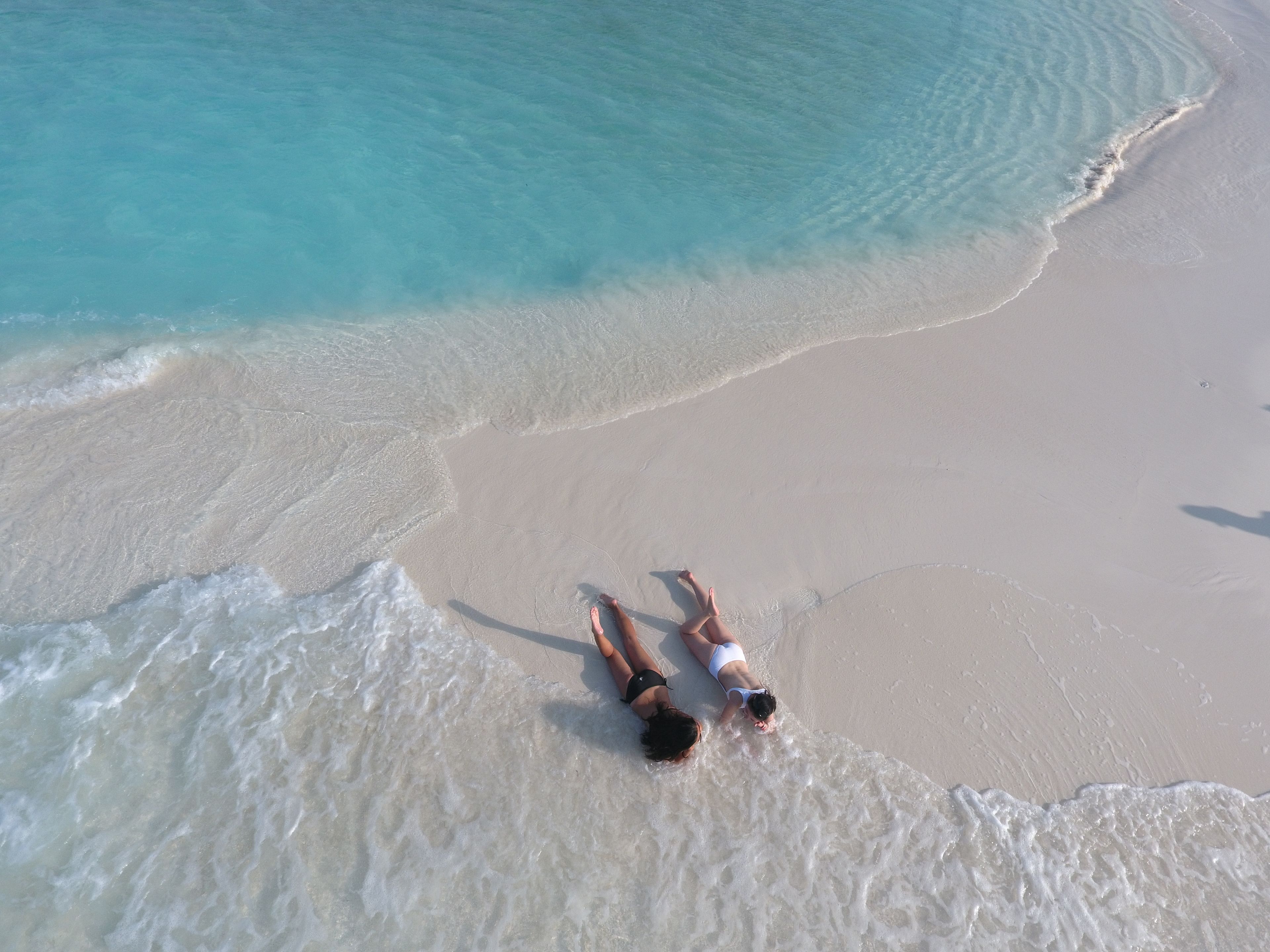 On the beach, scuba diving