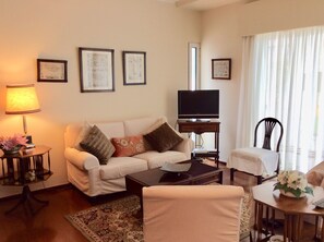 TV, DVD player, books