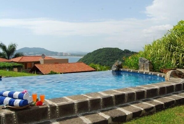 Outdoor pool, pool loungers