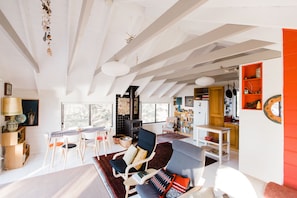 Flat-screen TV, fireplace, Netflix, DVD player