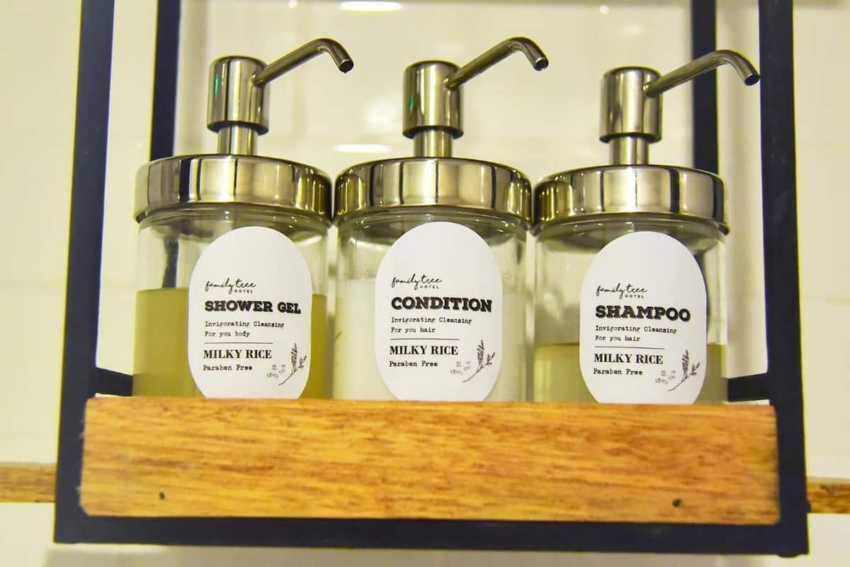 shower, free toiletries, hair dryer, bathrobes