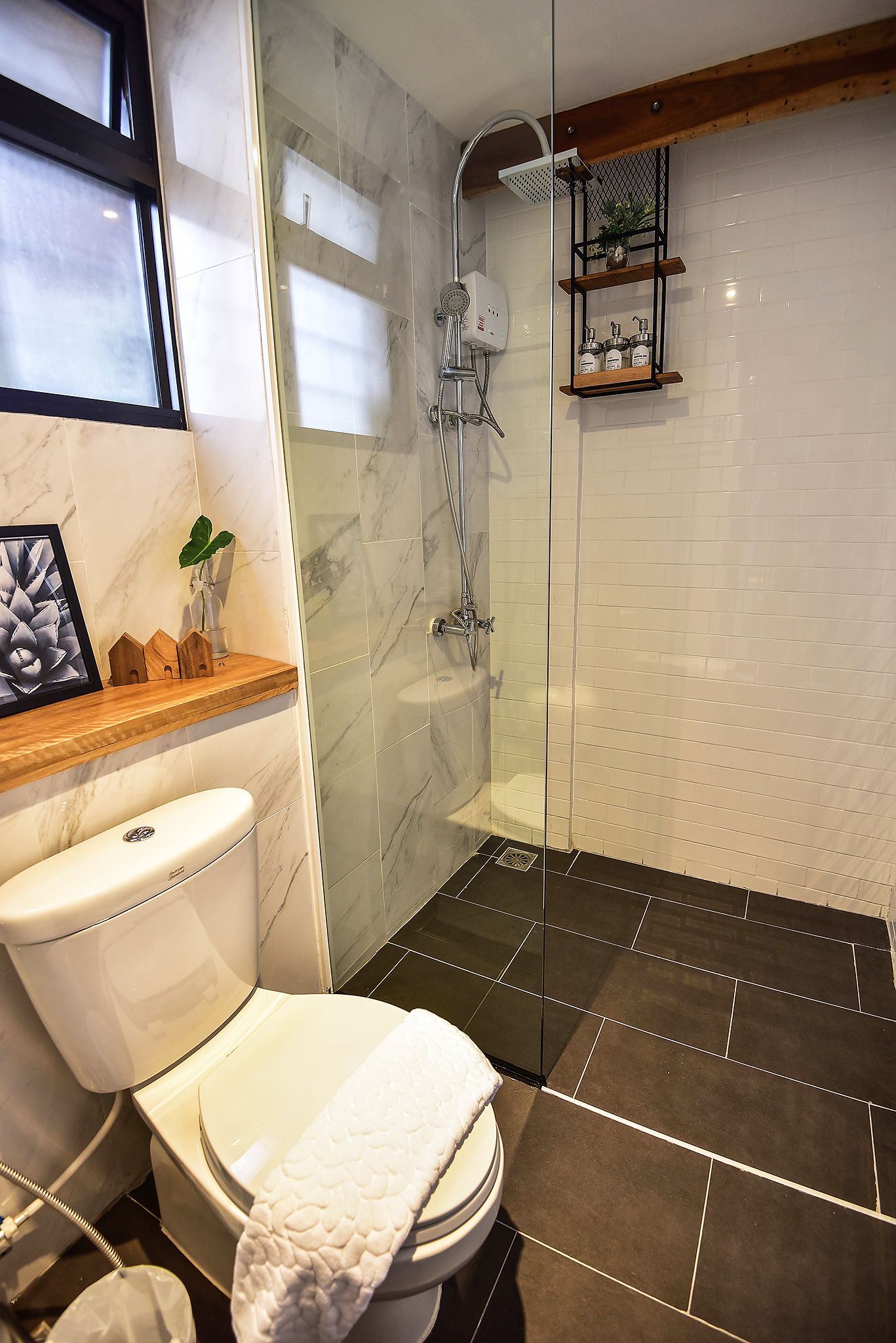 shower, free toiletries, hair dryer, bathrobes