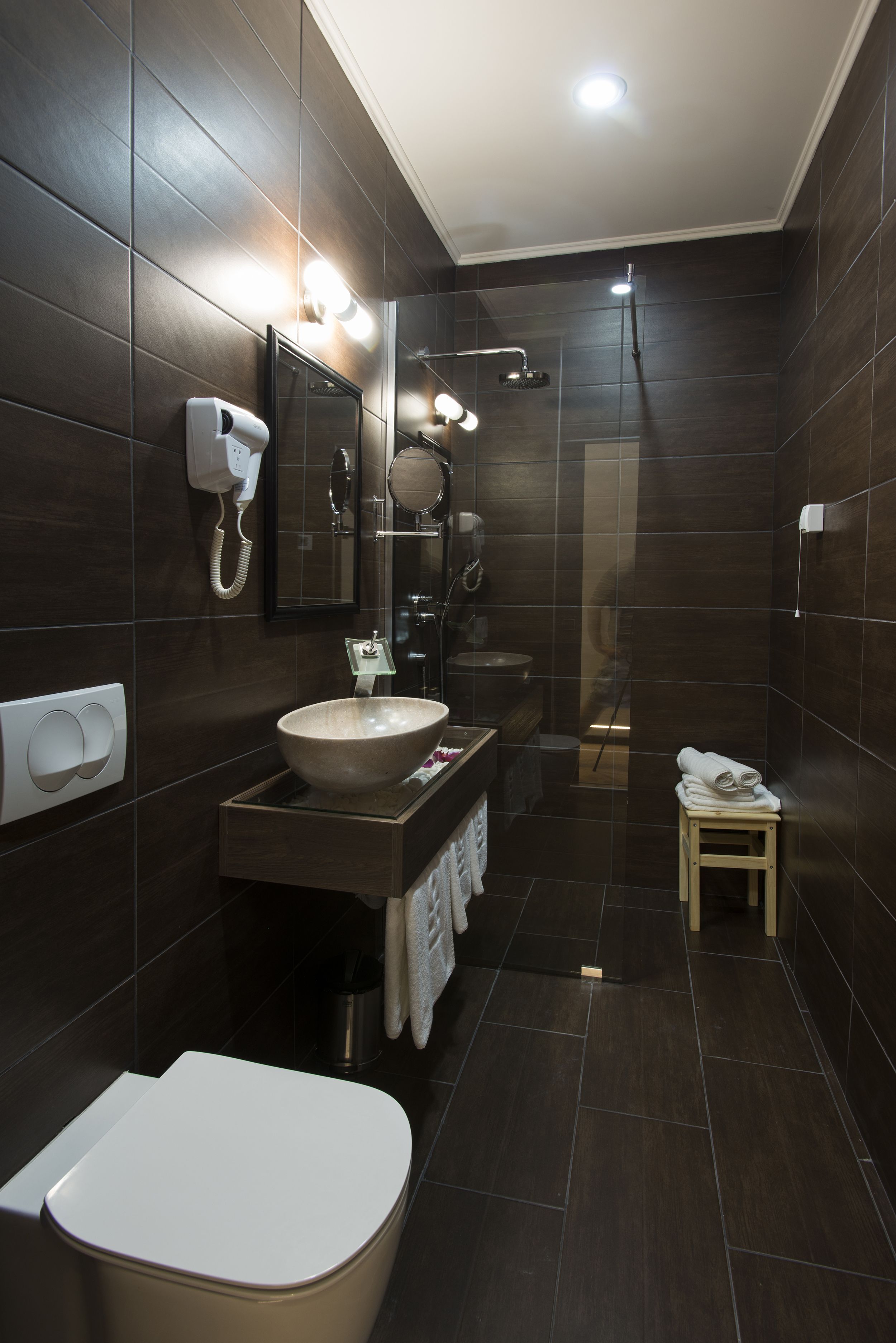 double room | bathroom | shower, free toiletries, hair dryer, bathrobes