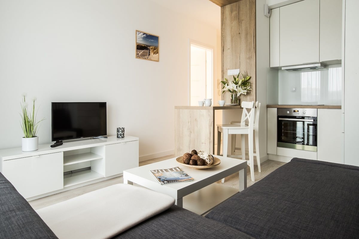 comfort apartment, balcony (1) | living area | 55-inch flat-screen tv with cable channels, tv, netflix