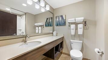 Standard Room, 2 Queen Beds, Non Smoking, Refrigerator & Microwave | Bathroom | Free toiletries, hair dryer, towels, soap