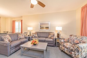 Flat-screen TV, video games, DVD player, stereo