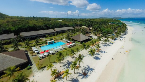 A resort with a swimming pool, beach, and palm trees. - Bohol Beach Club (Panglao)