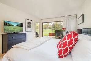 1 bedroom, desk, iron/ironing board, travel crib