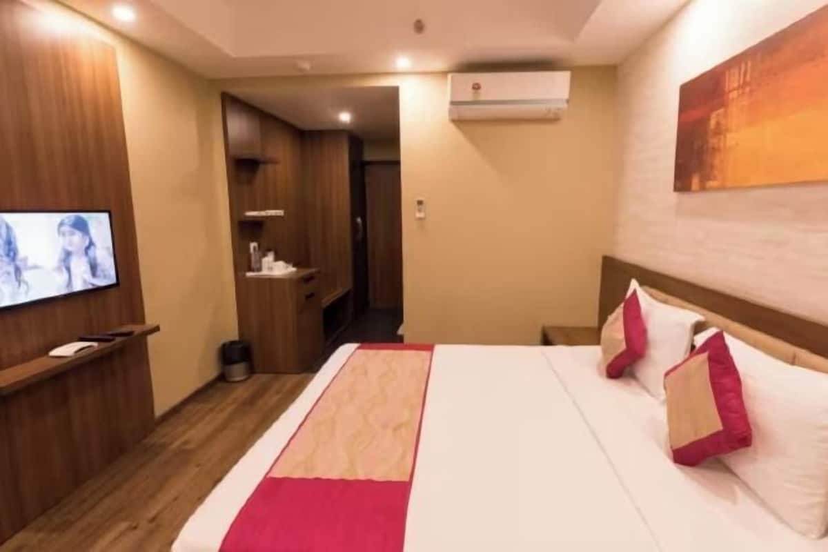 Desk, blackout drapes, soundproofing, iron/ironing board