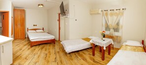 Blackout curtains, rollaway beds, bed sheets