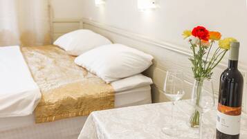 Blackout drapes, rollaway beds, bed sheets