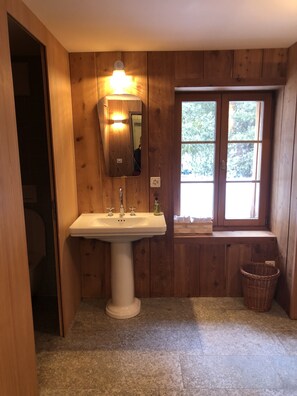 Shower, hair dryer, bathrobes, towels