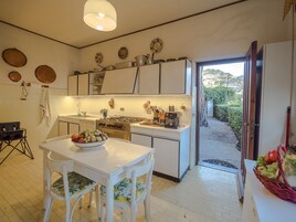 Villa, 5 habitaciones, terraza | Cocina privada | Frigorífico grande, microondas (previa solicitud) y placa de cocina