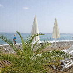 Private beach, sun-loungers, beach umbrellas, beach volleyball