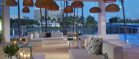 Outdoor pool, sun loungers