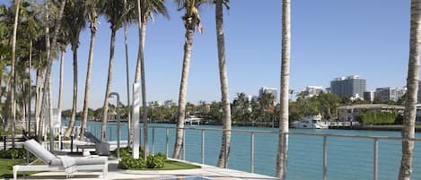 Outdoor pool, sun loungers