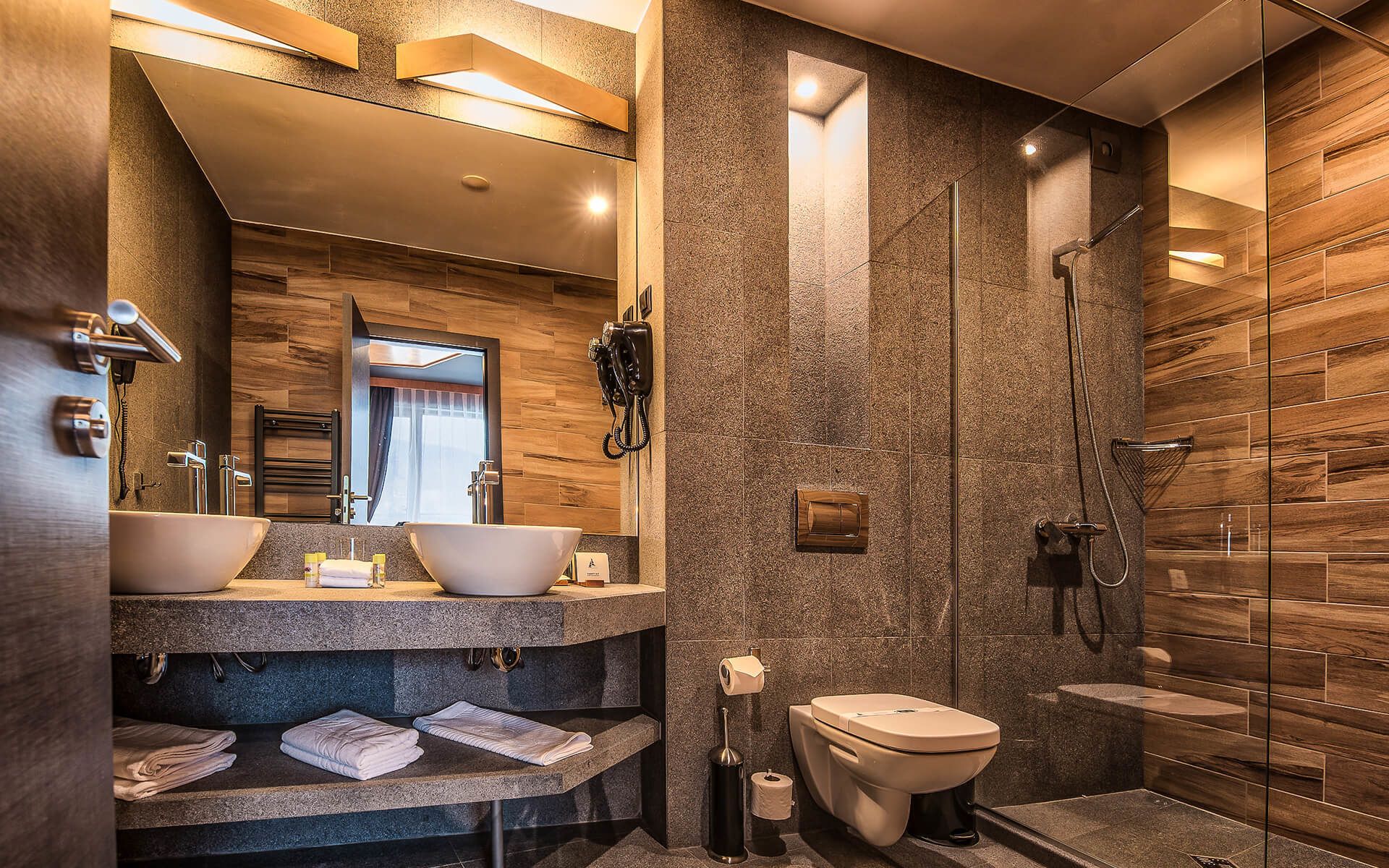 shower, free toiletries, hair dryer, bathrobes